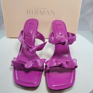 NWT$600 BIRMAN Clarita Flare Fuchsia Sqaure Toe 85mm Leather Sandals Heels 40 10